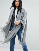 Pieces Cape Scarf In Light Gray - Gray