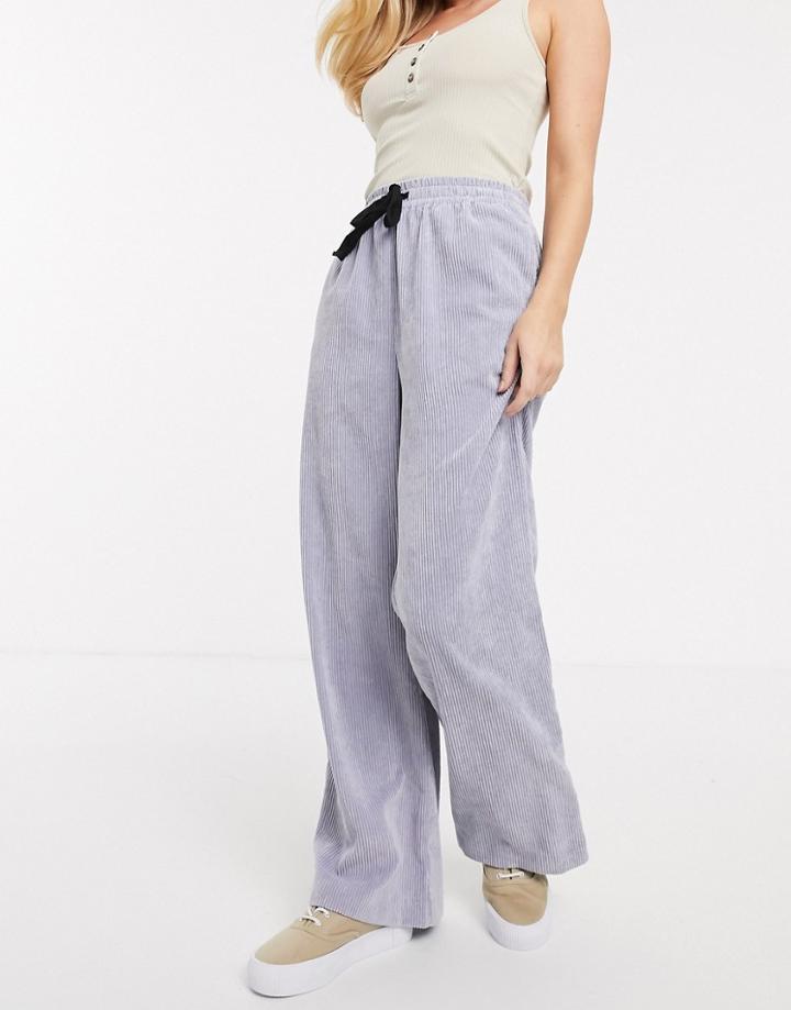 Asos Design Pull On Pants In Washed Cord-blue