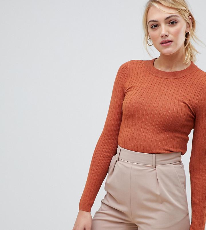 Asos Design Tall Ribbed Sweater In Fine Knit-red