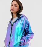 Asos Design Tall Metallic Wind Breaker Jacket - Blue