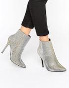 New Look Sparkly Pointed Heeled Ankle Boots - Gold
