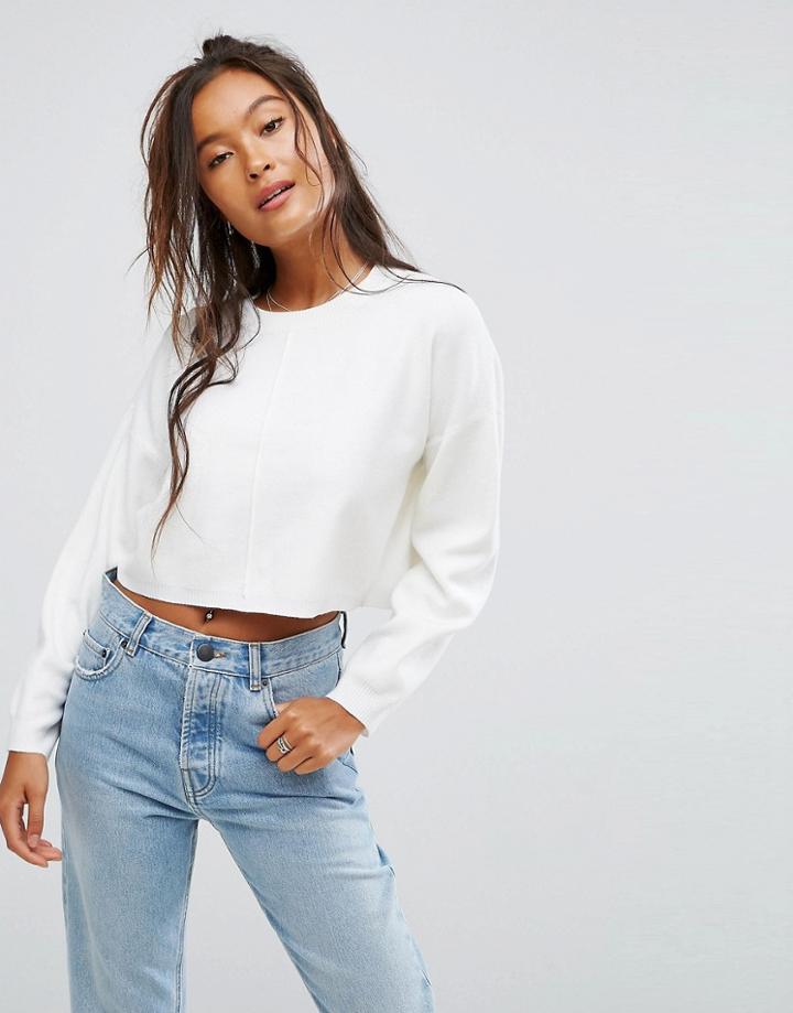 Asos Sweater In Boxy Crop - Cream