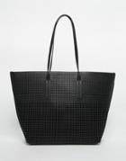 Asos Lazercut Shopper Bag With Removable Clutch - Black