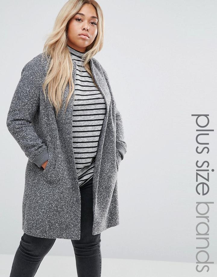 New Look Plus Bomber Coat - Gray
