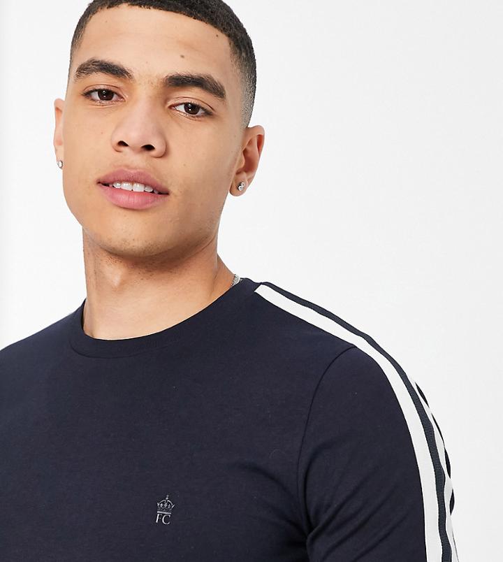 French Connection Tall Shoulder Tape T-shirt In Navy