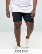 Asos Plus Slim Chino Shorts In Navy - Navy