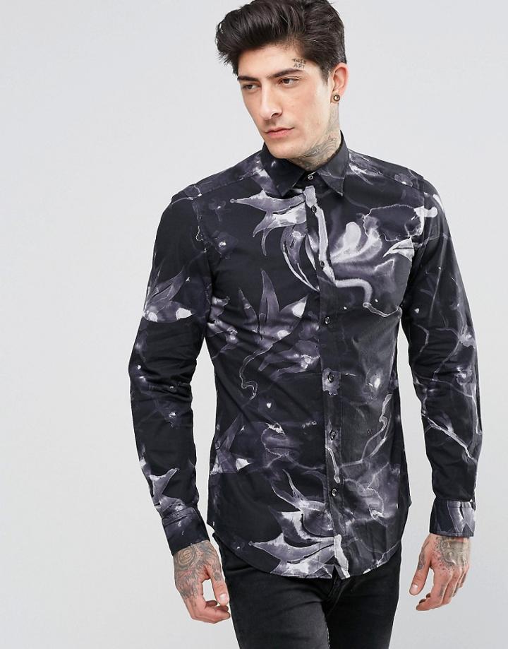 Diesel S-clark Liquid Print Shirt - Black