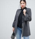 Helene Berman Plus Trumpet Sleeve Collarless Wool Blend Coat - Gray