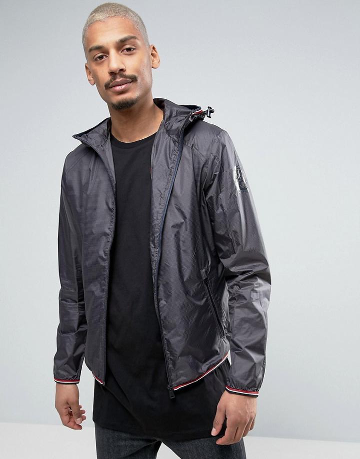 Napapijri Augusta Hooded Jacket Lightweight Ripstop In Dark Gray - Gray