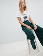 Daisy Street Wide Leg Pants In Check - Green