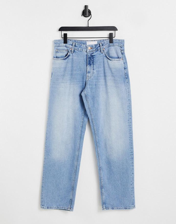 Bershka Baggy Jeans In Lightwash Blue-blues