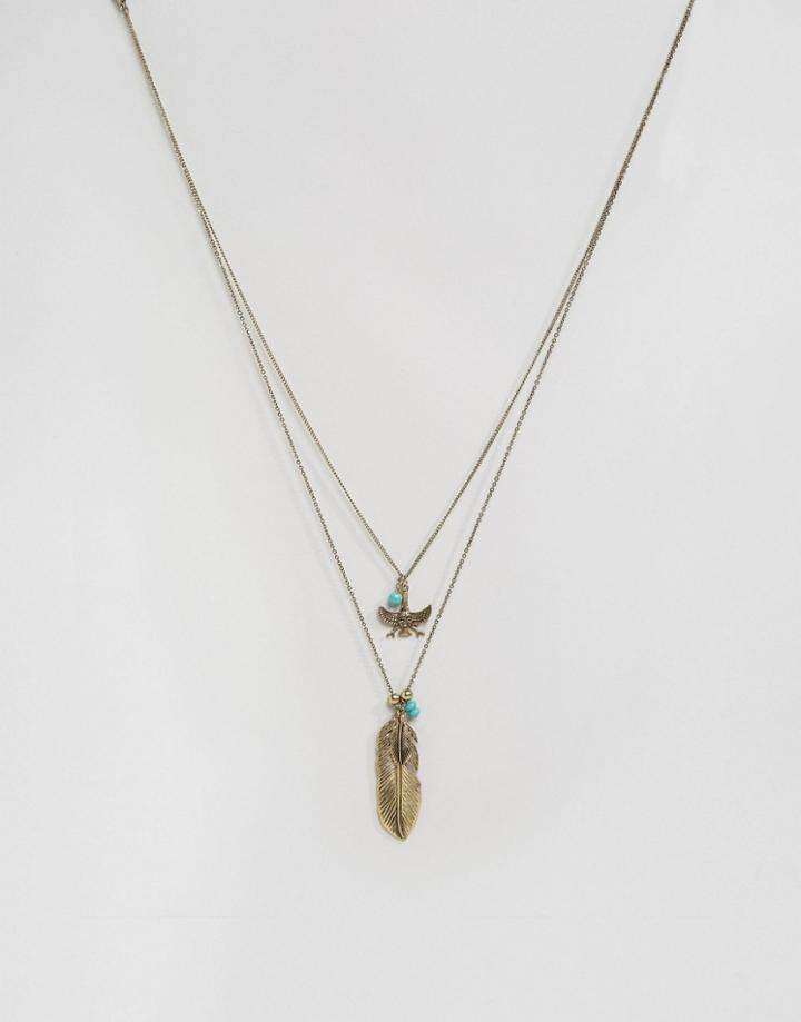 Asos Necklace Pack With Feather - Gold