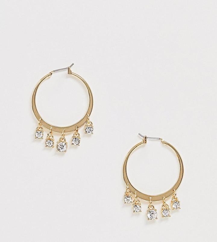 Designb London Gold Hoop Earrings With Crystals