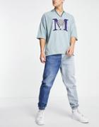 Pull & Bear Relaxed Jeans With Elastic Waist In Blue-blues