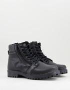 Bolongaro Trevor Lace Up Boot With Size Zip In Black