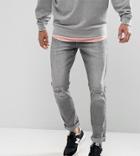 Brooklyn Supply Co Skinny Fit Jeans Gray Bleach Wash Knee Rip - Gray