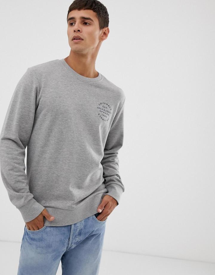 Jack & Jones Originals Sweatshirt With Chest Branding-gray