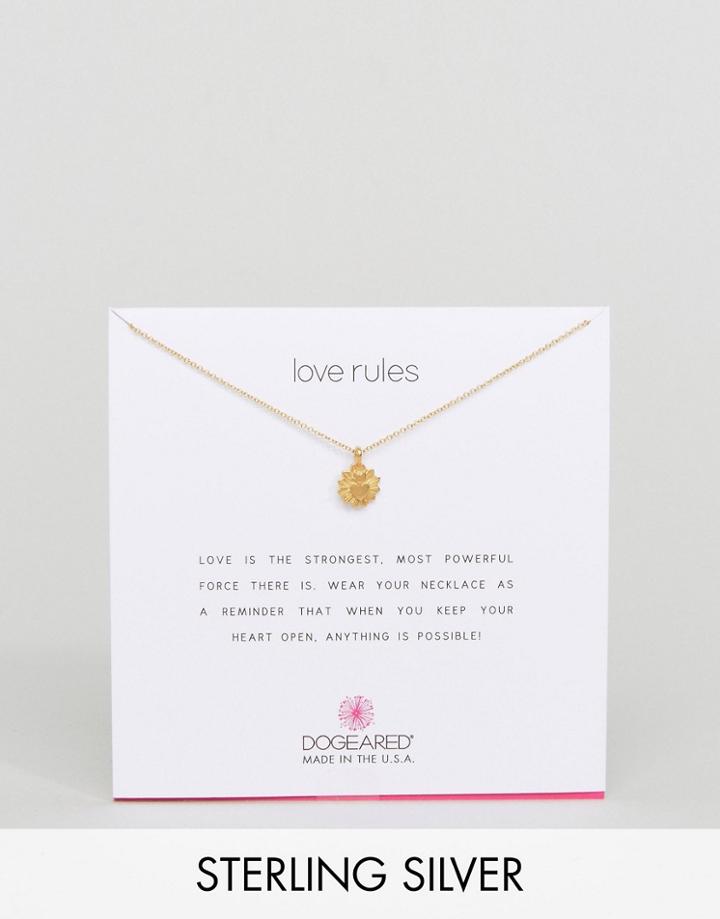 Dogeared Gold Plated Love Rules Warm Heart Reminder Necklace - Gold