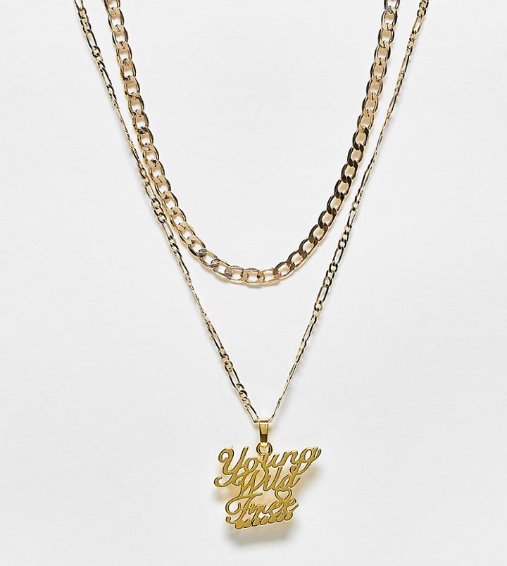 Image Gang Curve 18k Gold Plated Young Wild Free Multirow Necklace