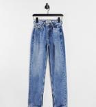 New Look Petite Split Hem Jean In Light Blue-blues