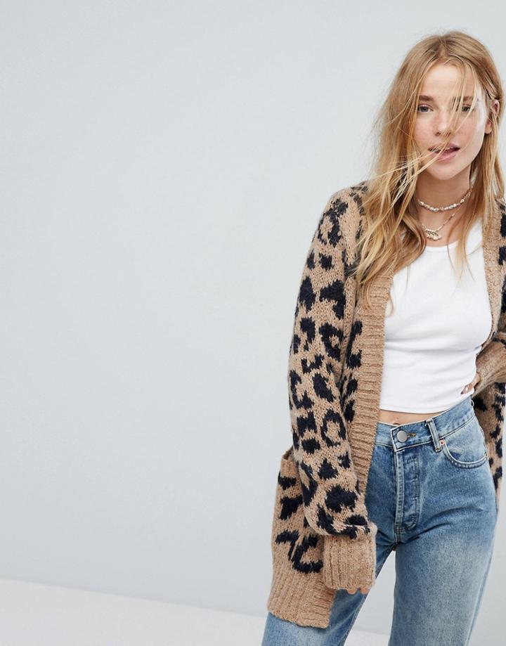 Hollister Leopard Print Knit Cardigan - Multi
