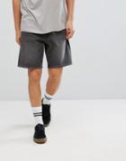 Asos Denim Shorts In Skater Fit Washed Black - Black