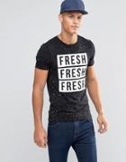 Asos Muscle T-shirt With Over Spray And Fresh Text Print - Black
