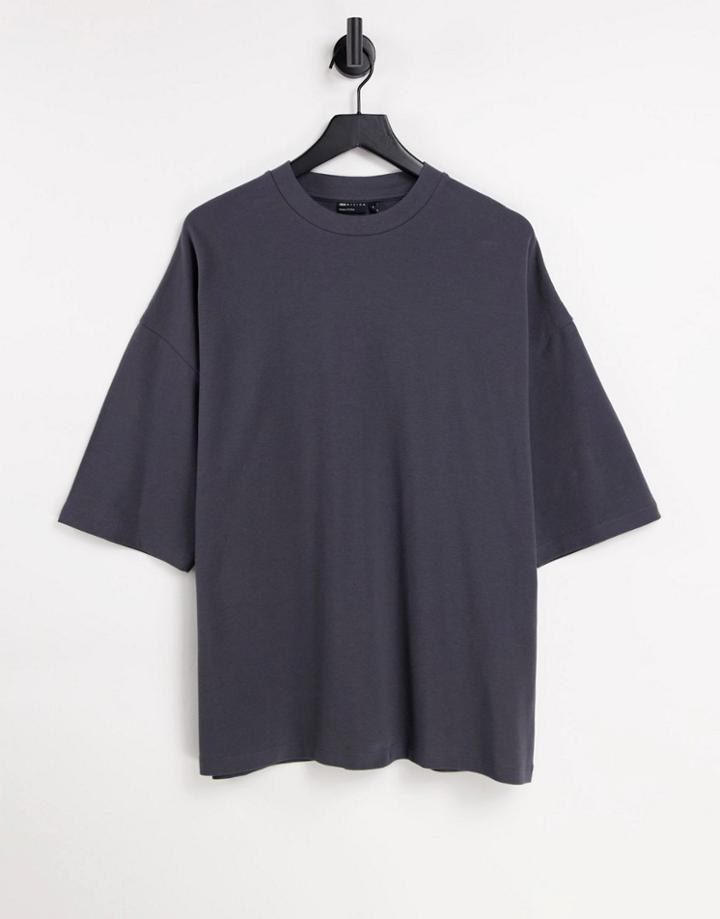 Asos Design Oversized Pique T-shirt In Washed Black