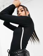 I Saw It First High Neck Top With Side Stripe In Black