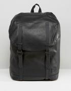 Spiral Hampton Leather Look Backpack In Black - Black
