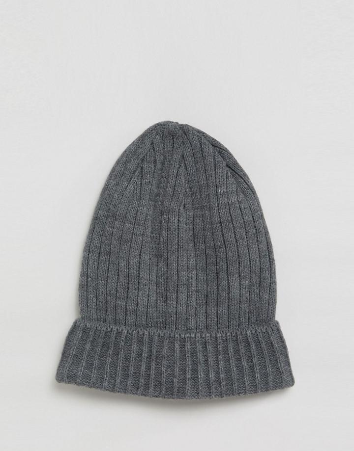 Asos Oversized Rib Boyfriend Beanie - Gray