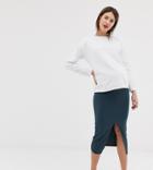Asos Design Maternity Rib Jersey Midi Tube Skirt-navy