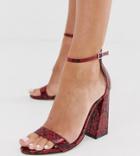 Co Wren Wide Fit Barely There Block Heeled Sandals In Snake-red