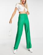 Missyempire Plisse High Rise Pants In Green - Part Of A Set