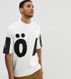 Noak Oversized Boxy T-shirt With Oversized Logo In White - White