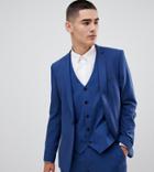 Noak Skinny Suit Jacket With Square Hem In Blue - Blue