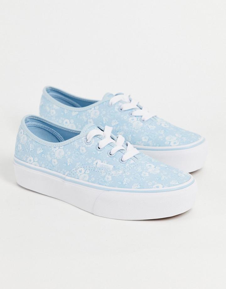 Vans Authentic Platform 2.0 Tonal Floral Sneakers In Blue-blues