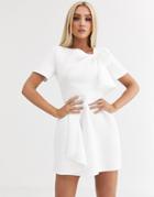 Asos Design Tshirt Tuck Detail Mini Skater Dress-white