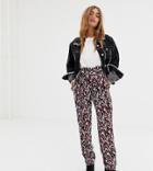 Noisy May Petite Printed Paperbag Waist Pants - Multi