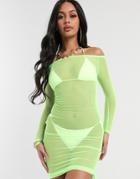 South Beach Off The Shoulder Bodycon Dress-green
