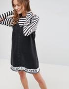 Asos X Lot Stock & Barrel Denim Dress With 'all Girls Go To Heaven' Embroidery - Black
