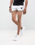 Good For Nothing Poly Shorts In White Stripe - White