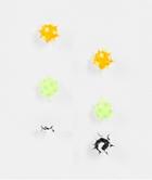 Asos Design 3 Pack Stud Earrings With Rubber Spikes In Multicolour
