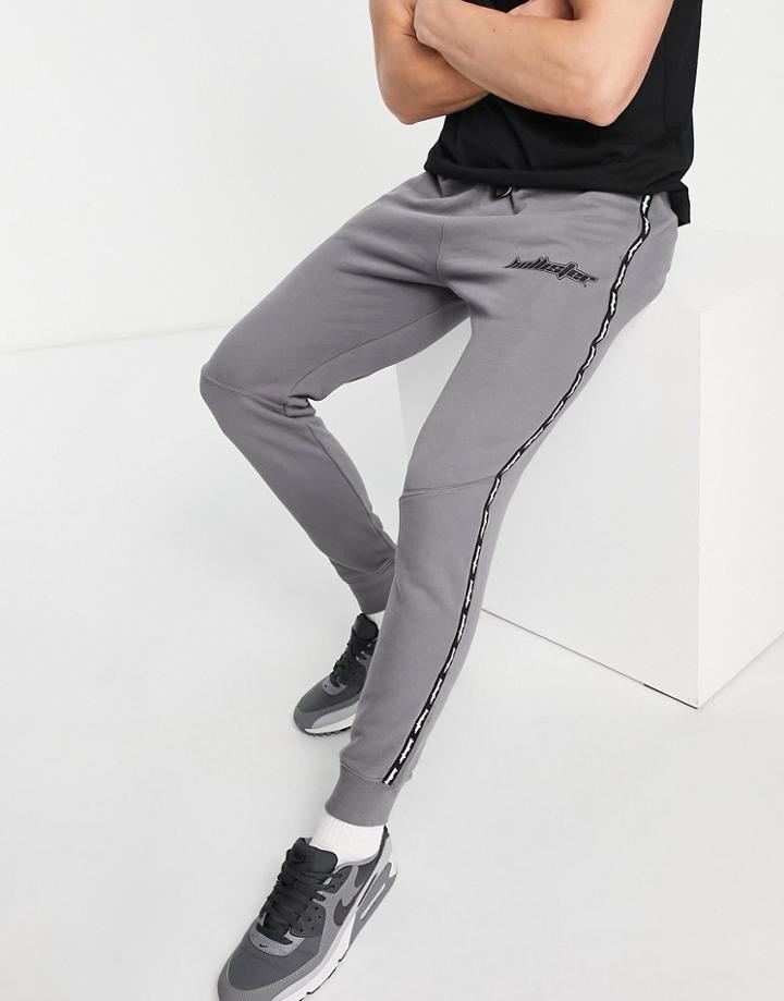 Hollister Outdoor Taped Logo Cuffed Sweatpants In Gray