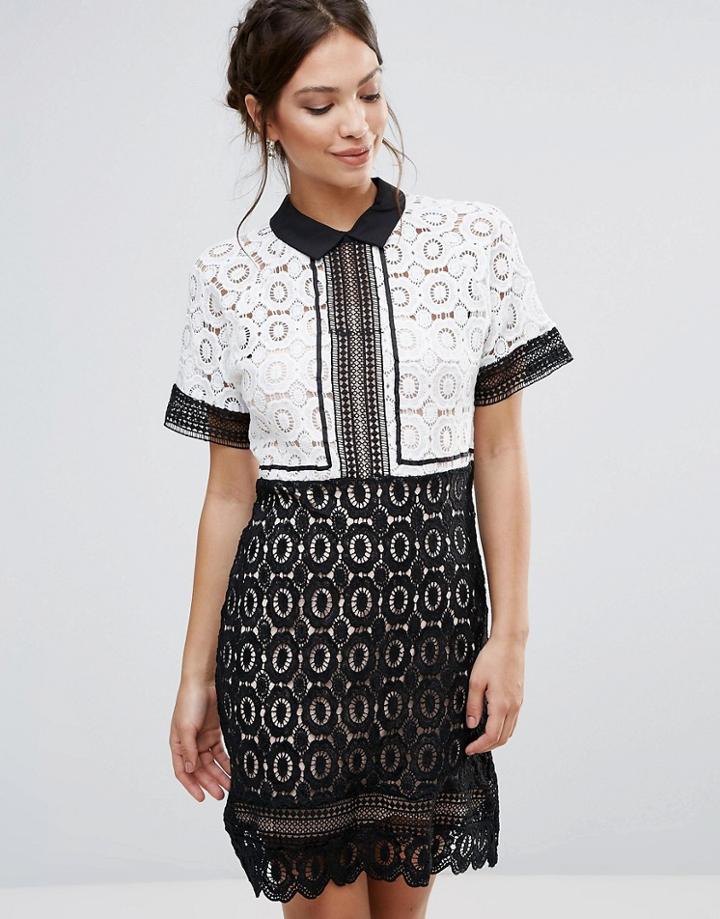 Amy Lynn Occasion Color Block Lace Dress - Multi