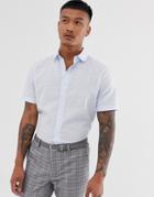 Asos Design Regular Fit Smart Linen Shirt In Light Blue - Blue