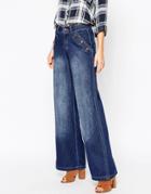 Vero Moda Button Front 70's Flared Jeans - Blue