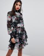 Y.a.s High Neck Bold Floral Dress - Multi