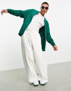 Asos Design Oversized Jersey Bomber Jacket In Green