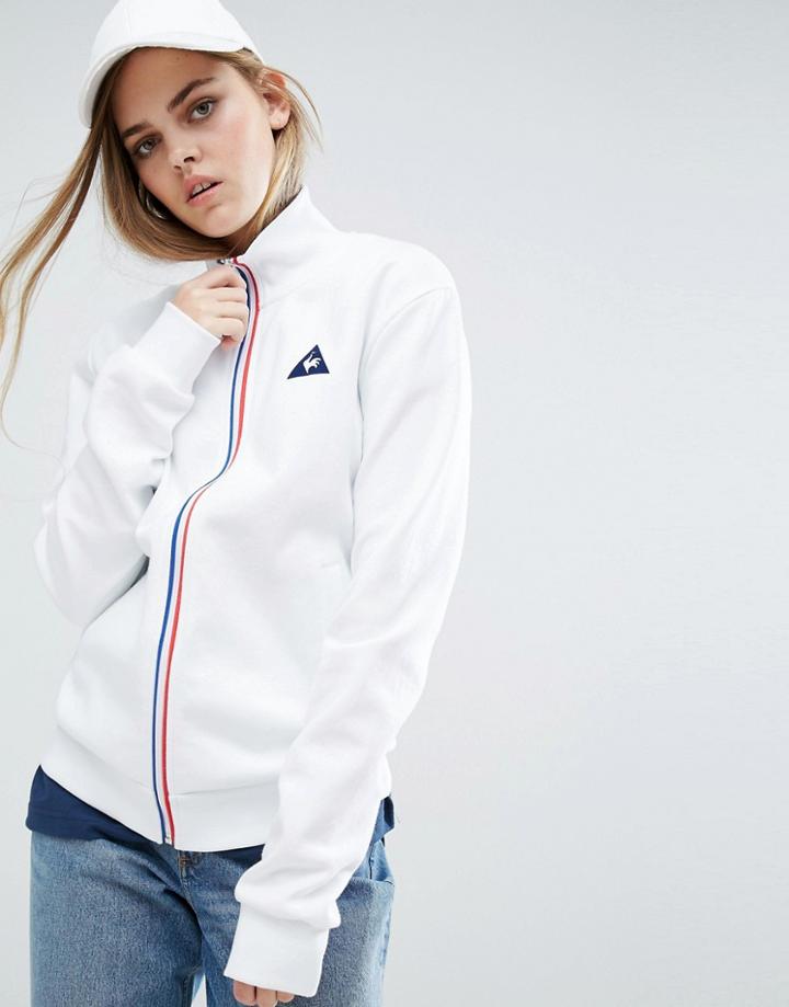 Le Coq Sportif Sweat Bomber Jacket With Tricolores Zip - White
